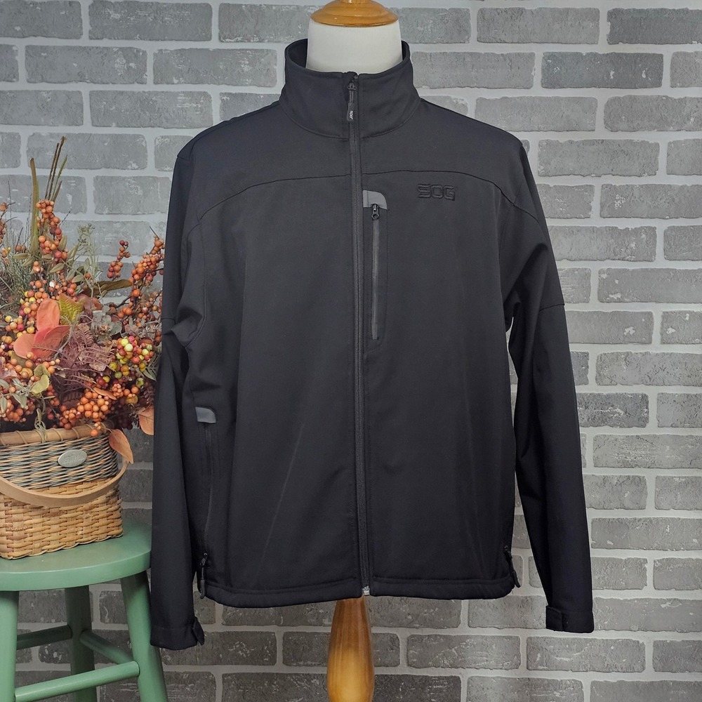 SOG‎ Tactical Softshell Jacket Men's 2XL Black Water Resistant Utility Outerwear